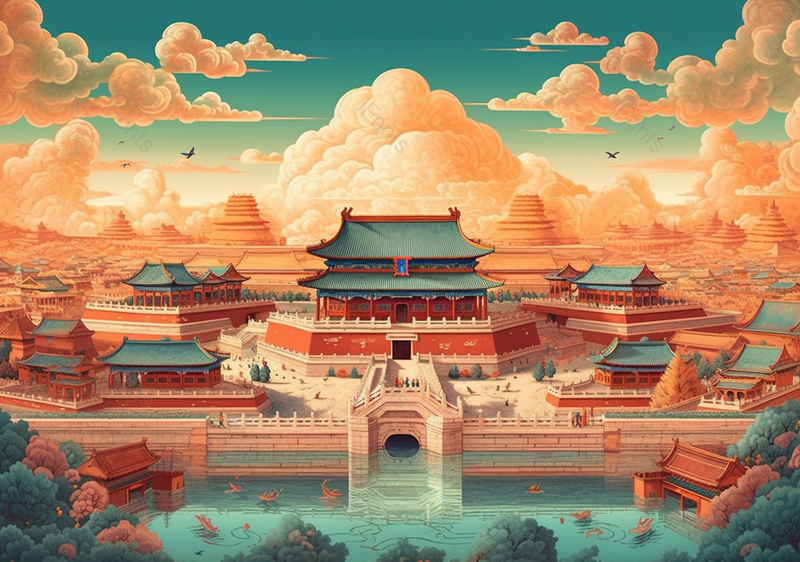 北京故宫建筑太和殿背景插画图,插画/手绘图,插画/手绘图库,插画/手绘图下载,插画/手绘